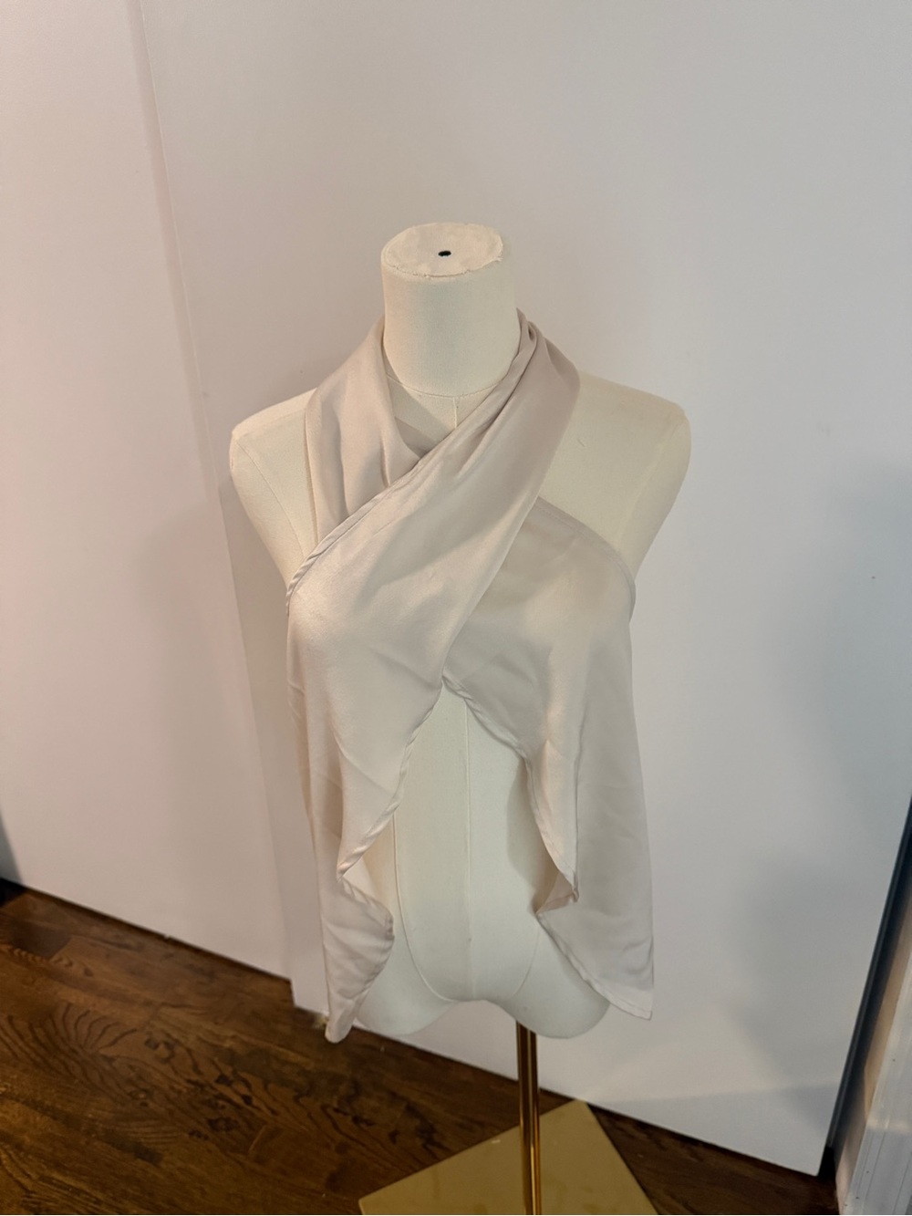 Silky Cream Halter Wrap Top